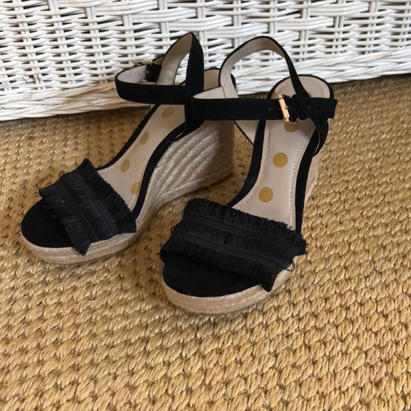 Boden Black Fringe Wedges size 36 NEW
